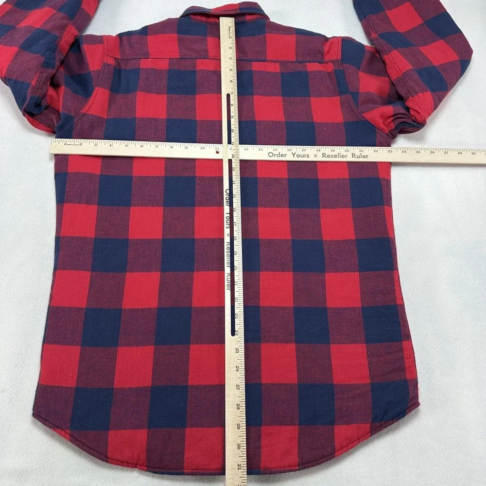 Vintage Woolrich Jacket Mens Medium Red‎ Navy Buffalo Plaid Quilted Flannel Barn